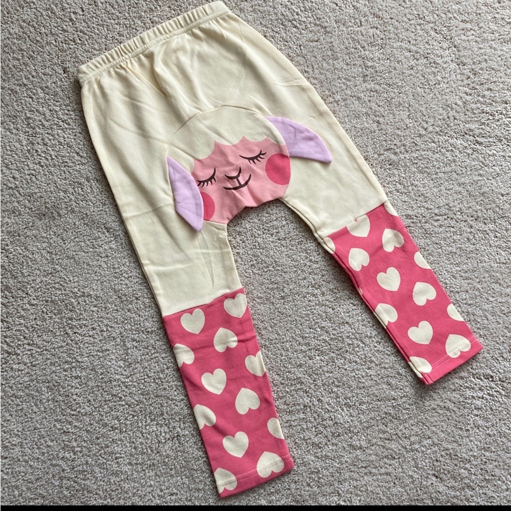 Lamb Heart Leggings Doodle Pants sz 4T NWT